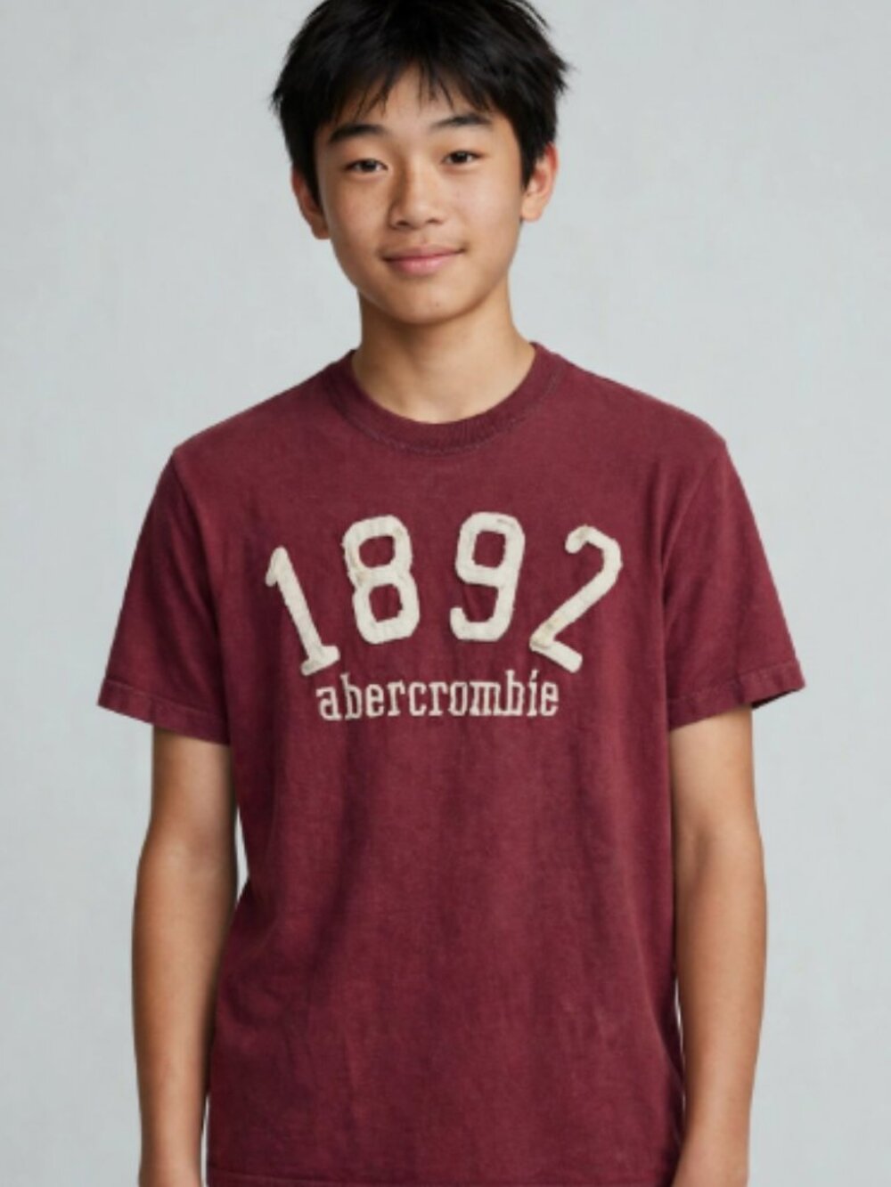 Abercrombie & Fitch 1892 T-Shirt Yout XL Maroon Cream Applique Y2K Vintage